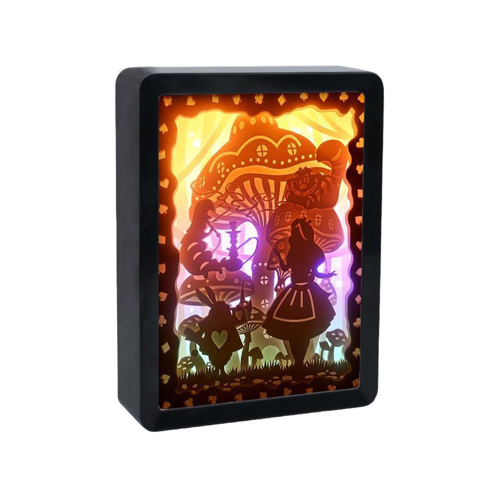 Аниме световой короб 3D светодиодный ночник принцесса Diy вырезанная из бумаги теневая коробка световая рамка картина атмосфера свет декор комнаты детский подарок