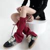Lace Up Knitted Foot Cover Y2K Women Leg Warmers Pile Socks Bowknot Leg Cover  Student