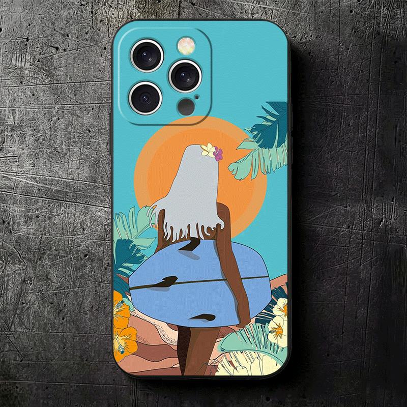 Чехол для телефона Surfboard Surfing Surf Summer Мягкий для iPhone 16 16E 17 Air 15 Pro Max 14 Plus 13 Mini 11 12 7 Черный Задняя крышка