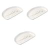 Set of 3 White Random Brush Pottery Plates X 13 X 2 Irregular Shape Ceramic Plates Setomonohonpo Half-Moon [22 Cm]