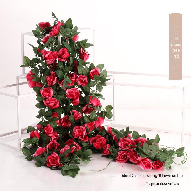 Artificial Rose Vine for Living Room Decoration, Air Duct Cover, Plastic Flower Garland