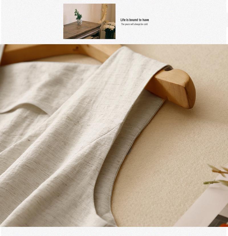 Женский летний льняной жилет с V-образным вырезом - Однотонный, без рукавов, облегающая майка