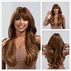 ALAN EATON Long Straight Ombre Black Red Brown Synthetic Wigs for Women Heat Resistant Fiber Natural Looking Wig with Bangs