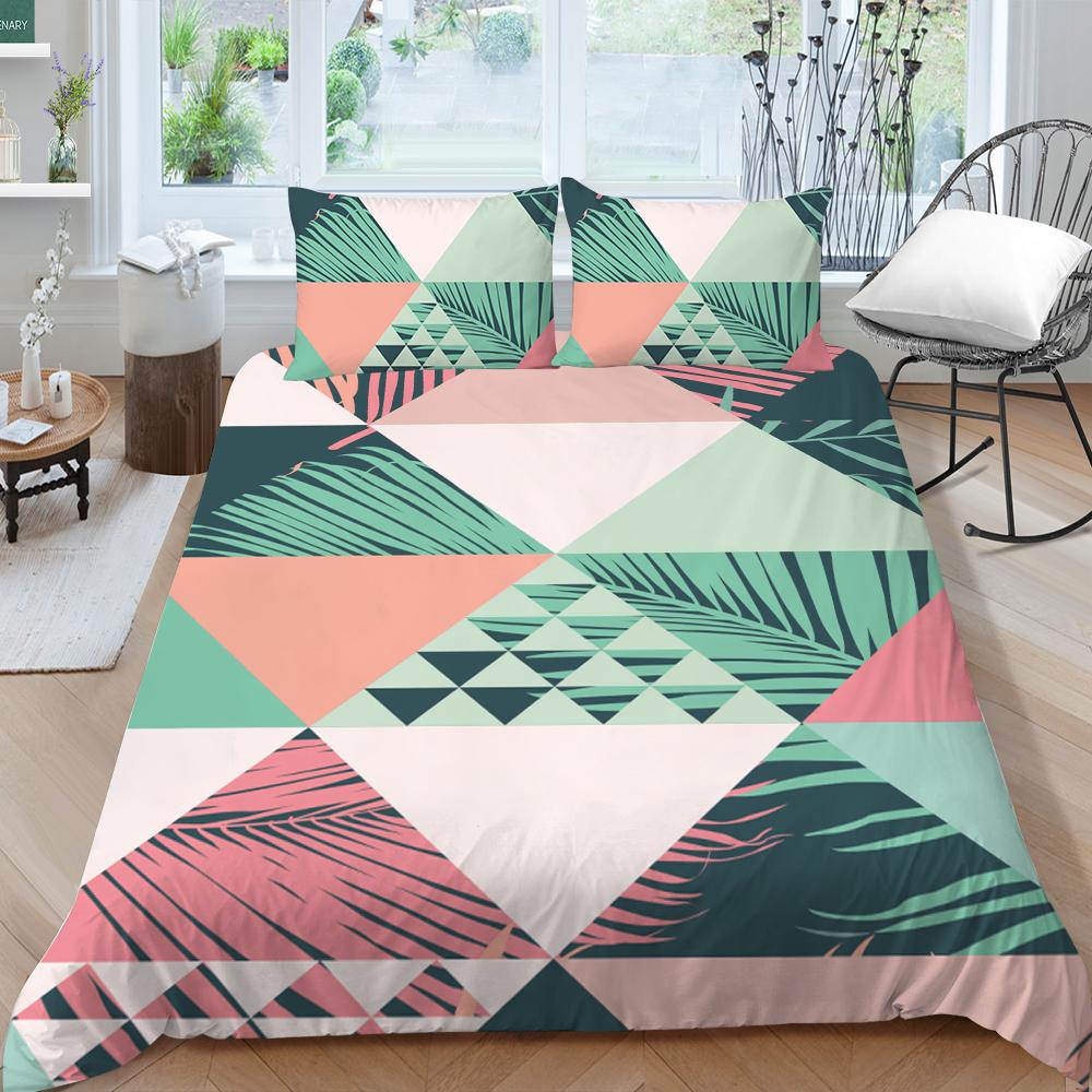 Семейное постельное белье, односпальная двуспальная кровать, полноразмерная серия с растительным принтом, постельное белье с узором в виде листьев, наволочка и пододеяльник, моющееся украшение для дома