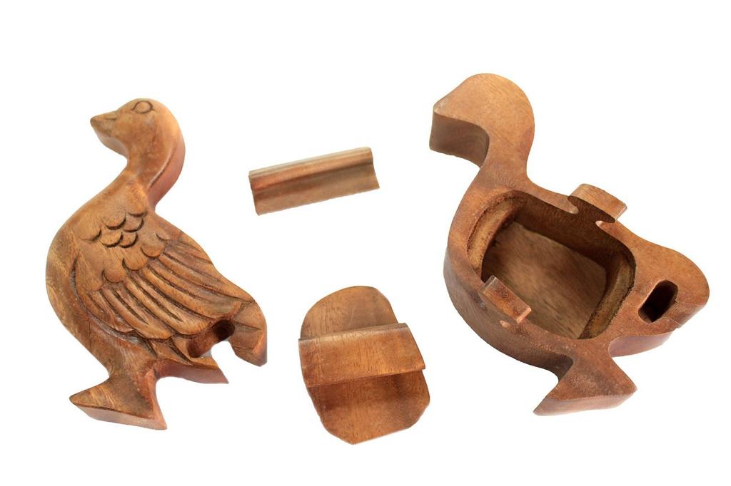 Wooden Secret Puzzle Box, Duck