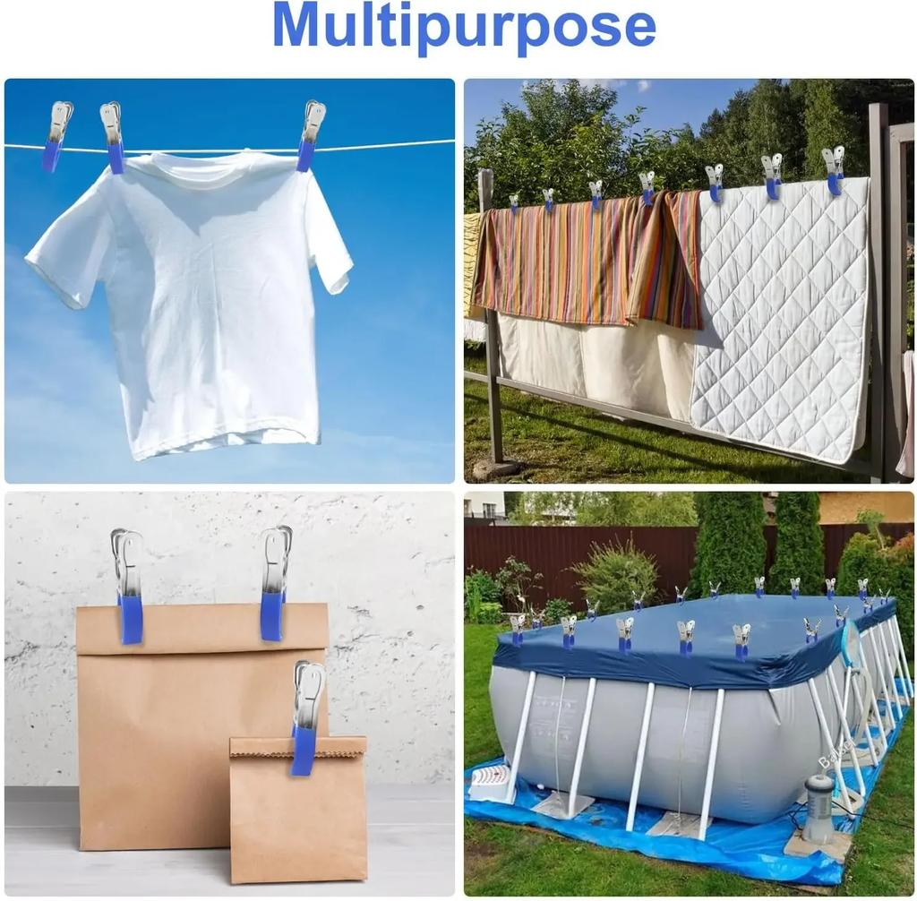 Xiaomi 6/12Pcs Pool Cover Clips Stainless Steel Pool Cover Clamps For Above Ground Swimming Pool Wind Guard Clip Black Blue