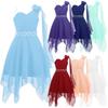 Girls Chic Ruched Applique Party Dress One Shoulder Sleeveless Bridesmaid Formal Chiffon Dress