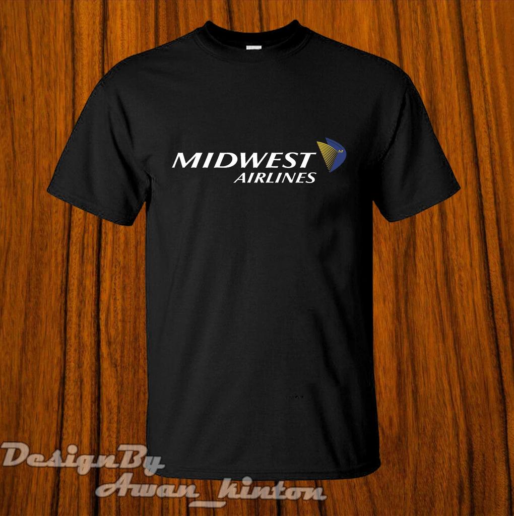 Men's and Women's T-shirts Midwest Airlines Funny Logo Tshirt Clothing Shirt Made In Usa Black