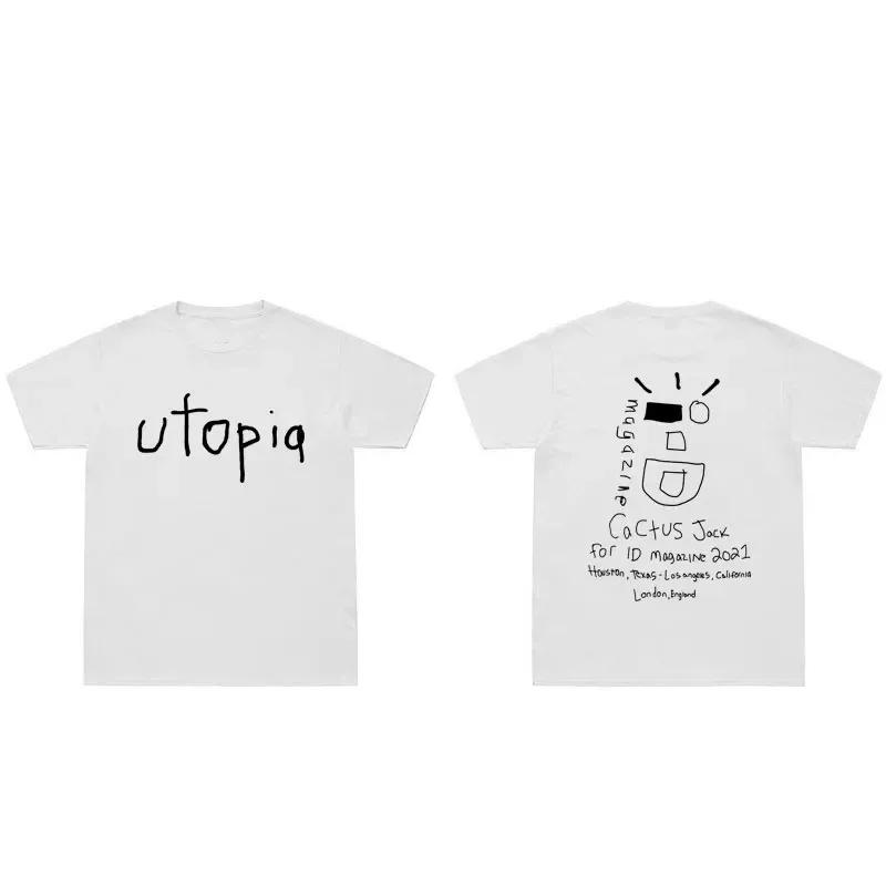 Hot Rapper Cactus Jack Wink Utopia T Shirt Men Women Letter Graffiti T Shirts Streetwear Oversized T-shirt Hip Hop Harajuku Tees