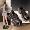 Japanese Version 2025 Autumn New Retro Style Round Head Platform Velcro Small Leather Shoes British Style JK Single Shoes Loafers