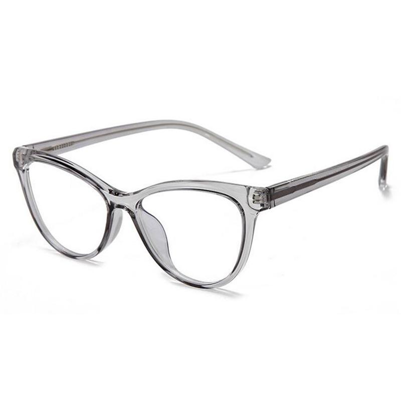 Blue Light Blocking Glasses Women Myopia Lens Prescription Eyeglasses Transparent Gray Frame Cat Eye Diopter 0 To -6