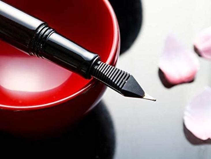 WANCHER Fountain Pen World Fountain Pen Aizu Lacquer Ebony Ebony Natural Wood Japanese Traditional Craft Lacquered Fountain Pen (M Medium)