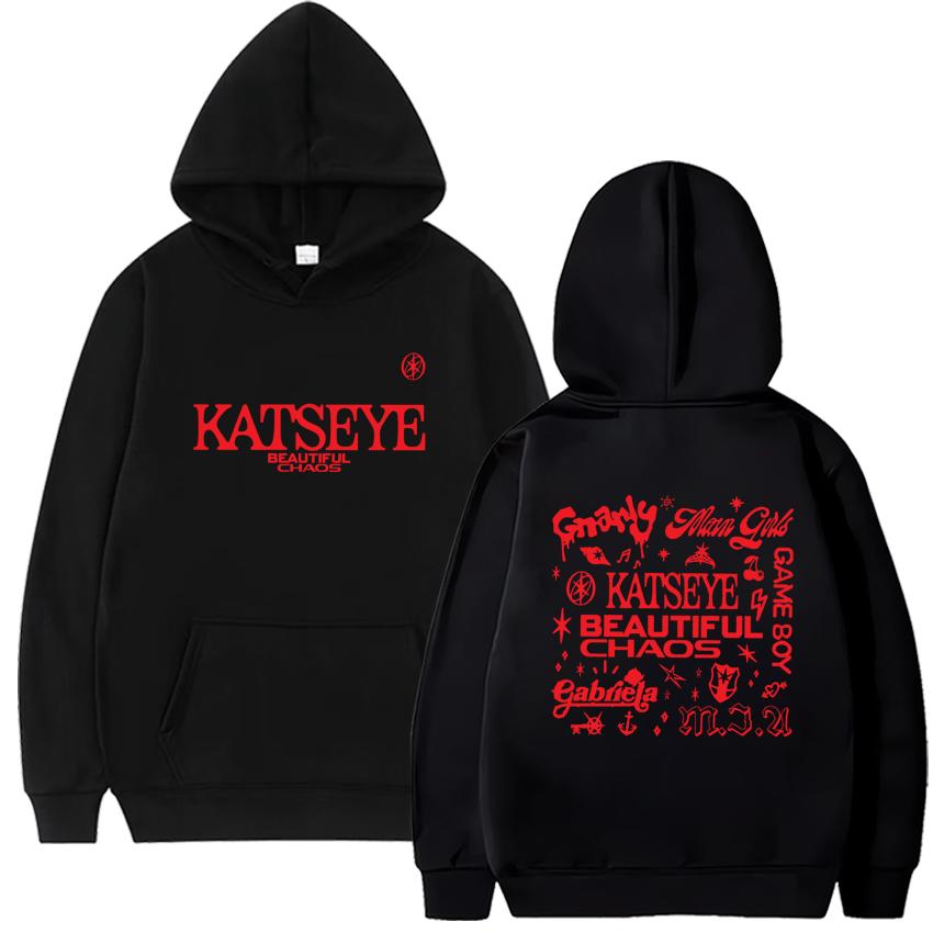 KATSEYE THE BEAUTIFUL CHAOS TOUR 2025 Принтованное худи мужское женское Gabriela с длинным рукавом потертый винтажный флис хип-хоп стритвир