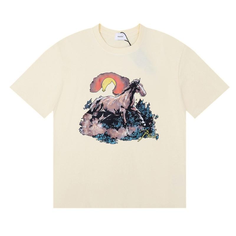 Unisex Oversized Cotton T-Shirt With Sunset Print Loose Fit Casual Tee Men Women
