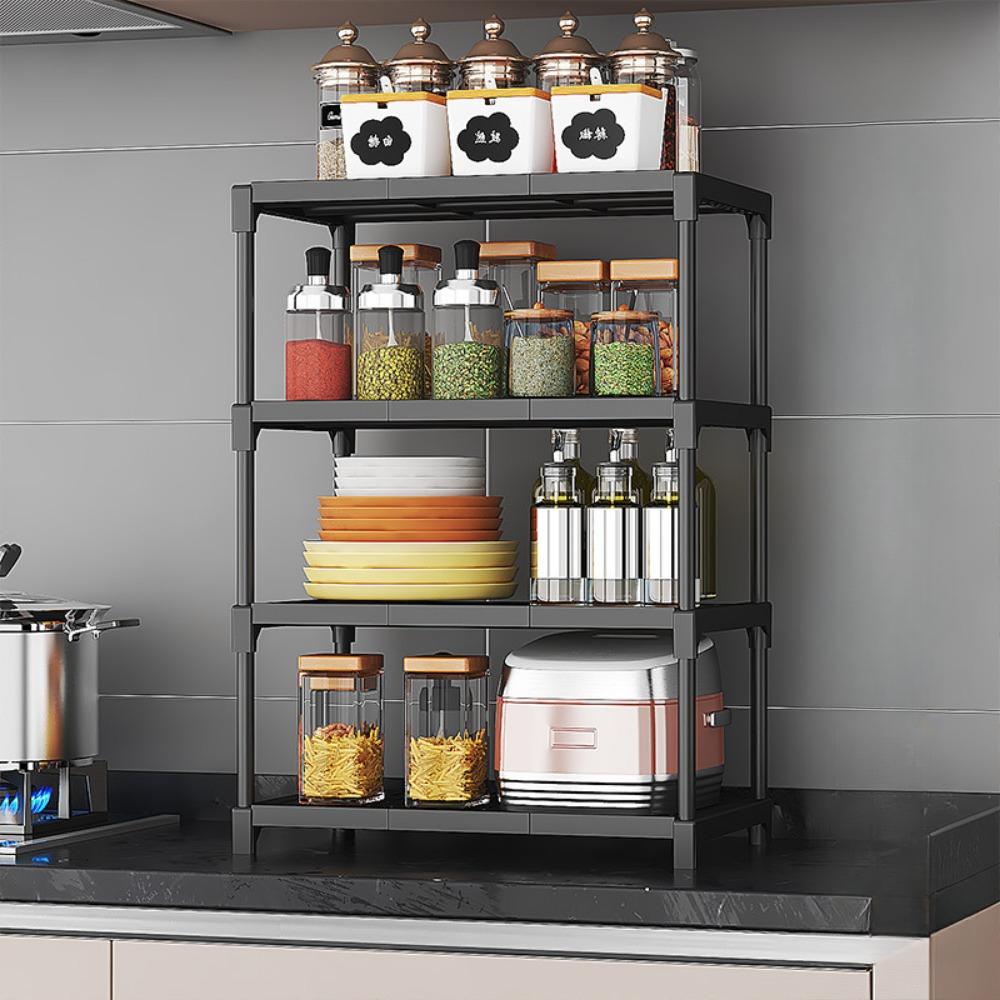 4-уровневая полка для хранения в ванной комнате, полка для хранения приправ на кухне, высокая грузоподъемность, многофункциональная полка для закусок и всякой всячины
