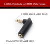 3.5mm 3/4Pole Gold-plated Connector Male To Female Headphone Adapter Right Angle Adapter