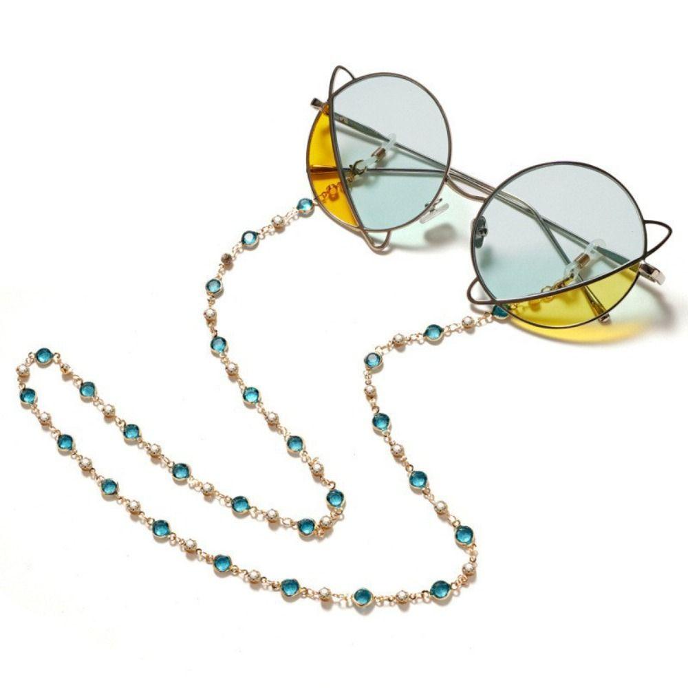 Zircon Colorful Crystal Glasses Chain Rhinestone Beads Sunglasses Chains Neck Strap Hanging Neck Glasses Holder Strap Chain