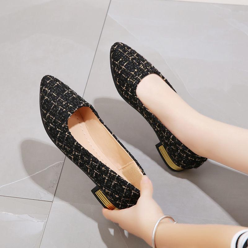 Женские туфли на плоской подошве, офисная женская обувь, балетки с острым носком и каблуком, удобные и элегантные, шикарные, новинки L