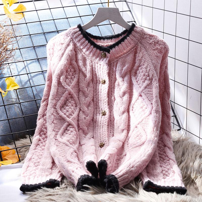 Fried Dough Twists Cardigan Sweater Coat Women Loose Spring Korean Foreign Long Sleeved Knitting Cardigan Sweater Female Tops
