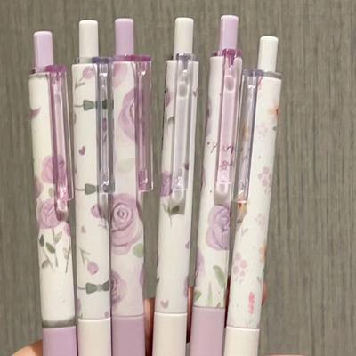6 шт. гелевая ручка Kawaii Rose Smooth Writing, креативная, быстросохнущая, нажимающаяся, нейтральная ручка, эстетические канцелярские принадлежности для офиса