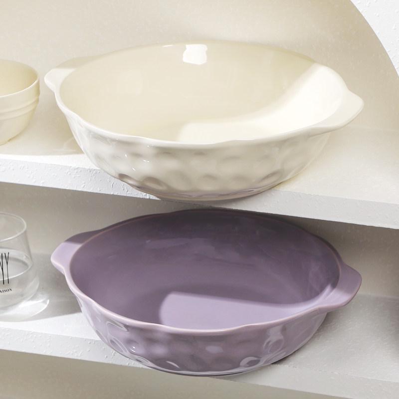 Большая керамическая супница 12 дюймов: С двумя ручками, термостойкая, защита от ожогов - Новый стиль 2024 года, миска для рыбы с квашеной капустой
