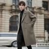 Двубортное шерстяное пальто мужское средней и длинной длины, утолщенное пальто-тренч из низи, двусторонняя куртка без кашемира