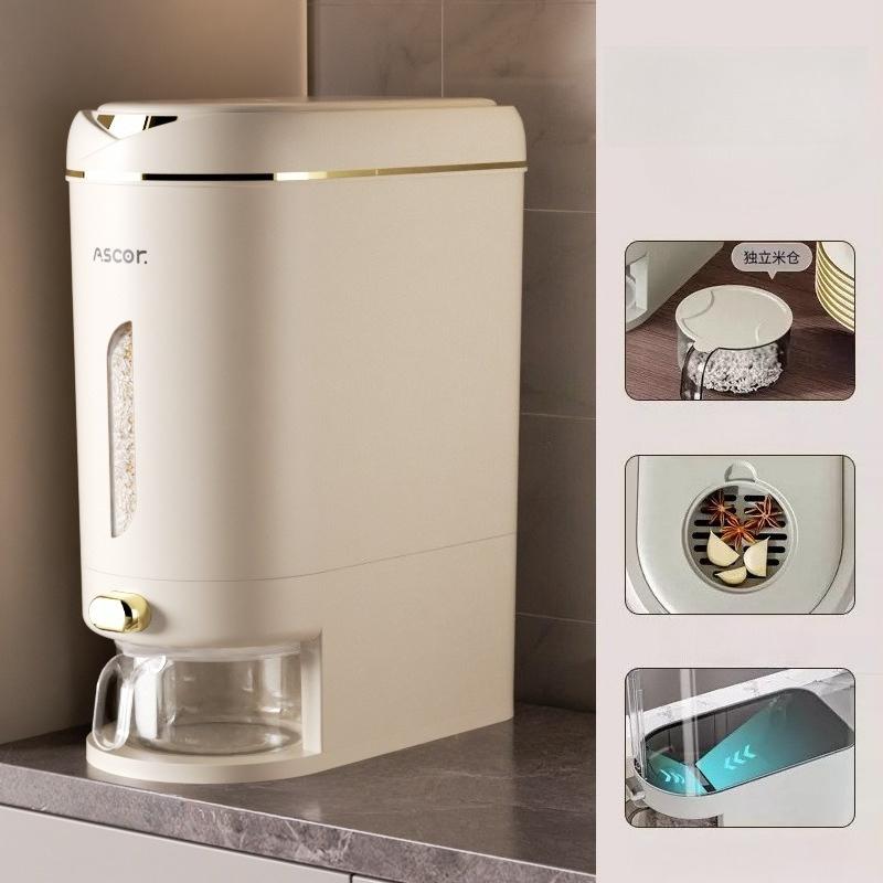 Rice Bucket Household 2026 New Sealed Rice Jar Rice Box Insect and Moisture Proof Kitchen Rice Storage Container High End