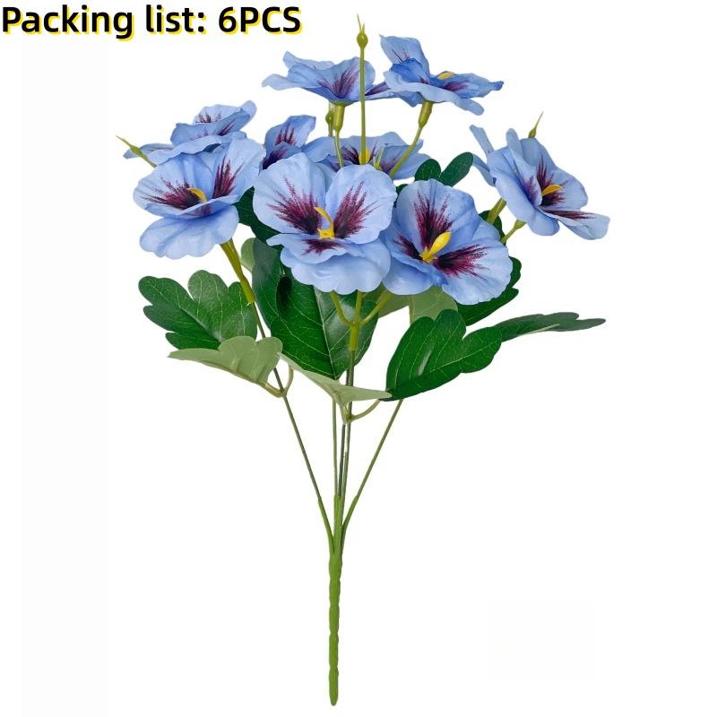 6 шт. Искусственные цветы анютины глазки Многоцветные Реалистичные Шелковые Искусственные Цветы для Патио Сада Веранды Свадьбы Весеннего Внутреннего Наружного Декора