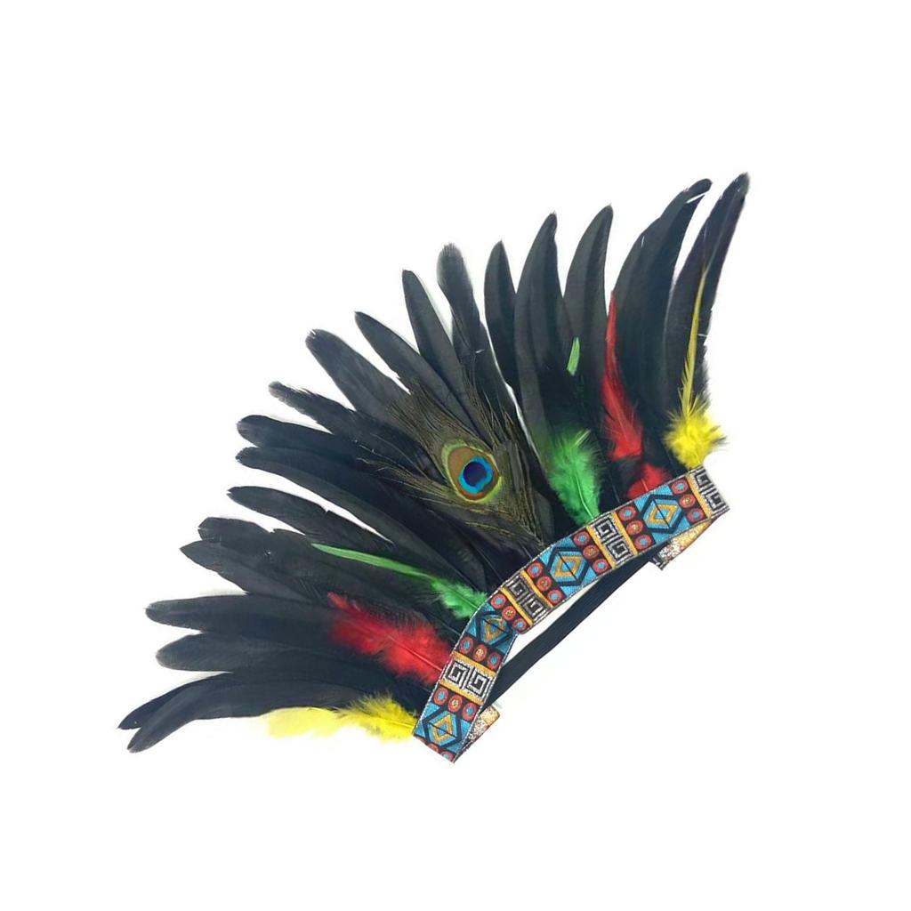 Native American Hairband Carnival Celebration Feathered Headband Adult Cosplay Hairhoop Ethnic Hairband for Theme Party