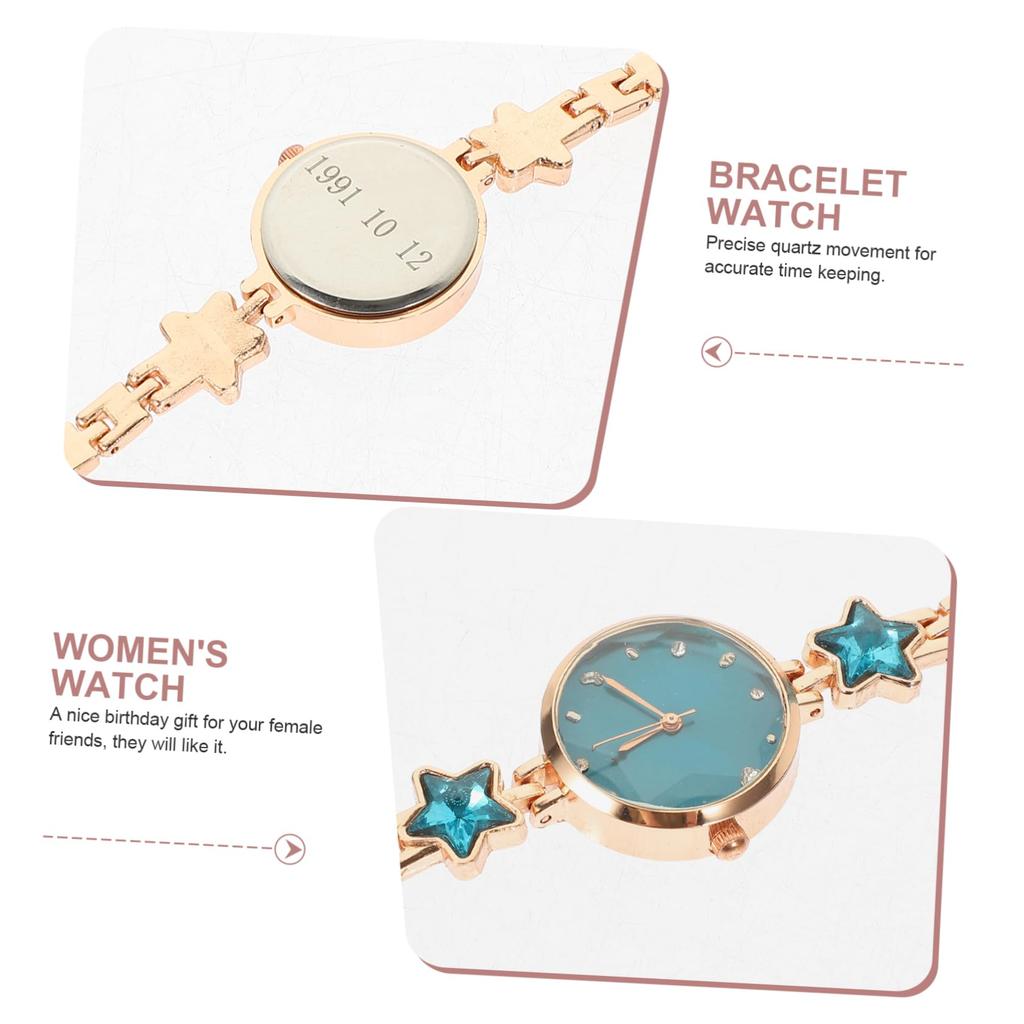 WOFASHPURET Женские кварцевые часы, Звездный узор, Синий, Красный, Браслет