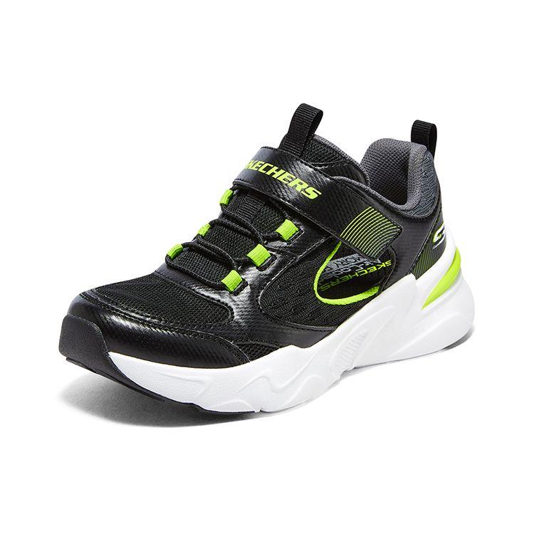 Skechers Bamina На липучках Дышащие Удобные Универсальные Модные Трендовые Амортизирующие Кроссовки Низкие Детские Кроссовки Черно-Зеленые 405257L-BKLM