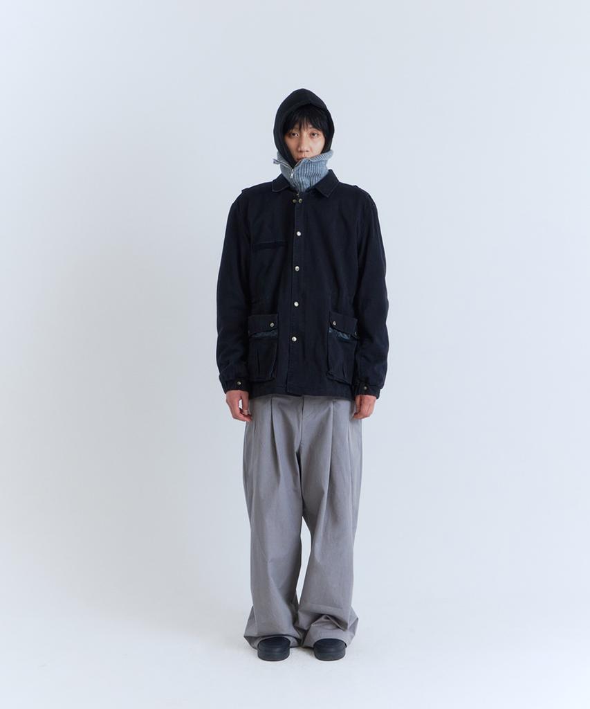 PARADIGMFILM [Ep.03] Washed Leather Mix Field Jacket (Black)