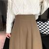 Модная черная шерстяная юбка трапециевидной формы средней длины с эластичной резинкой на талии для осенне-зимнего сезона