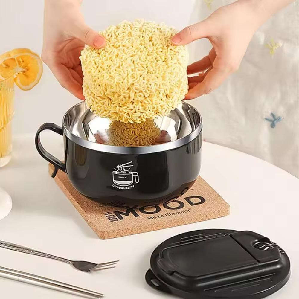 with Chopsticks and Fork Instant Noodle Bowl 1300ml Lunch Box Portable Ramen Bowl  Student