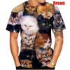Мужская повседневная футболка с короткими рукавами и принтом Cute Kitten Group 3D