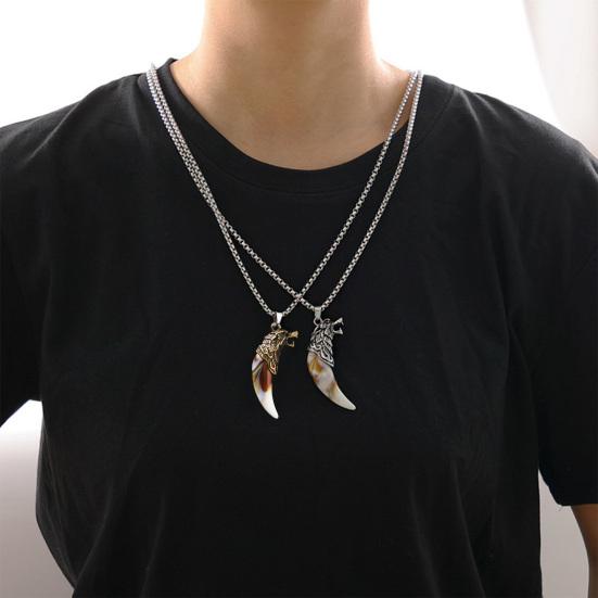 Мужское ожерелье с кулоном в виде волчьих зубов, гальваническое покрытие в стиле панк, легкая форма, ювелирные изделия для шеи, повседневная вечеринка