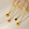French Vintage Sunflower Pendant Necklace Women Minimalist Gold Chain Natural Stone Collarbone Jewelry