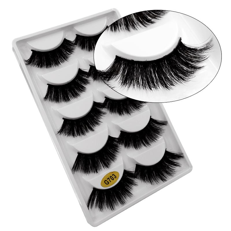 5 Pairs Multipack 3D Mink Lashes False Eyelashes Handmade Wispy Fluffy Long Lashes Natural Eye Makeup Tools Eye Lashes G806