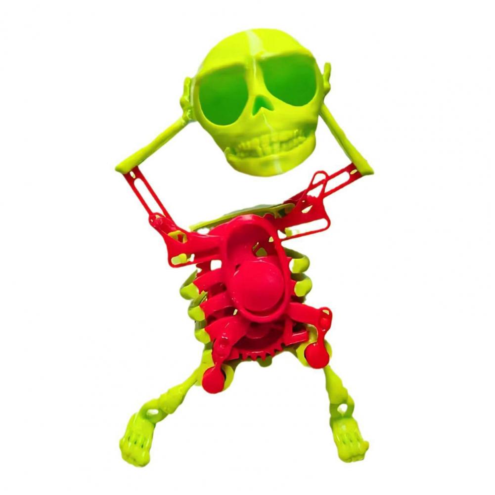 Funny Wind-up Dancing Skeleton Toy No Need Battery Kids Toddlers Desktop Mini 3D Print Shaking Skull Doll Spring Clockwork Toy