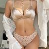 Сексуальный бесшовный комплект нижнего белья, французские ультратонкие бюстгальтеры пуш-ап с глубоким V-образным вырезом, женские шелковые бюстгальтеры без косточек и кружевные трусики, комплекты нижнего белья
