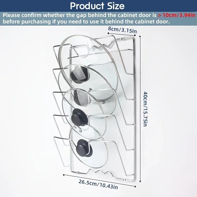 Кухонный органайзер, настенная подвесная полка для крышки кастрюли, пятислойная крышка для кастрюли, металлическая нержавеющая многофункциональная стойка, стеллаж для хранения крышки кастрюли