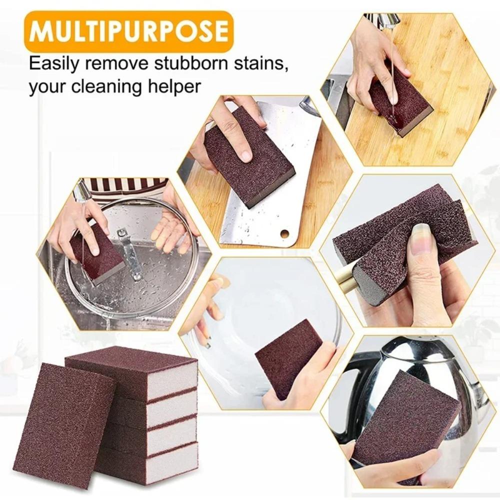 10pcs Cleaning Dish Cleaning Sponge Brush Emery Scouring Pads  Kitchen Tools Gadgets