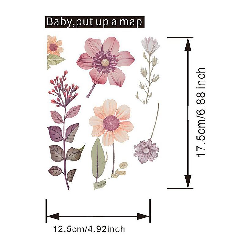 5Pcs Switch Wall Sticker Beautiful PVC DIY Wall Decals Removable Flowers Waterproof Self-Adhesive for Bedroom Bathroom