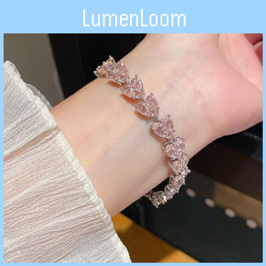 Romantic Heart Shape Copper Bracelet With Zircon Stones For Daily Wear And Gift Giving