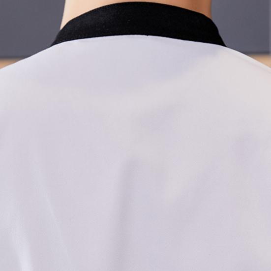 Унисекс рубашка шеф-повара с мягким воротником-стойкой, однобортная, с короткими рукавами, нагрудными карманами, ресторан, закусочная, кухня