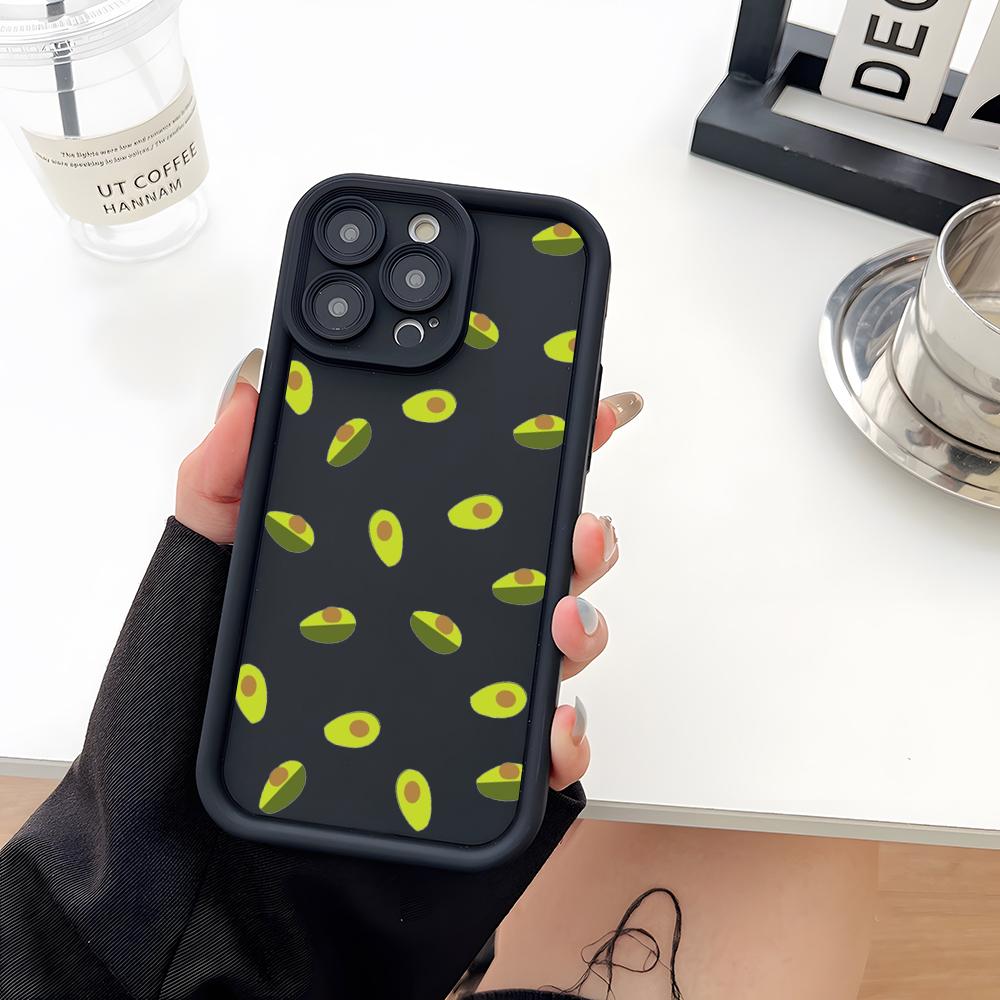 Мультяшный Милый Авокадо Чехол для Телефона Мягкий Силикон Для IPhone 17 16 15 14 13 12 Mini 11 Pro Max Plus Защитная Крышка для Объектива Камеры