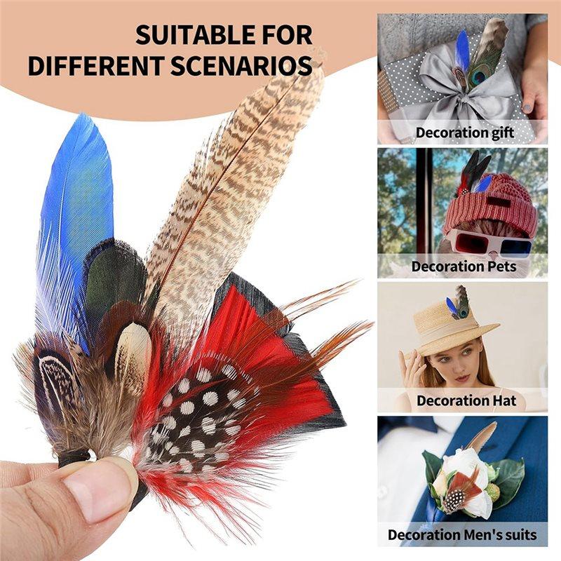 Premium-Hat Natural Feathers 12PCS Colorful Real Feathers