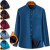 Зимняя теплая мужская рубашка из вельвета для среднего и пожилого возраста, с длинным рукавом, однотонная, модная, утолщенная, с плюшевой подкладкой, повседневная