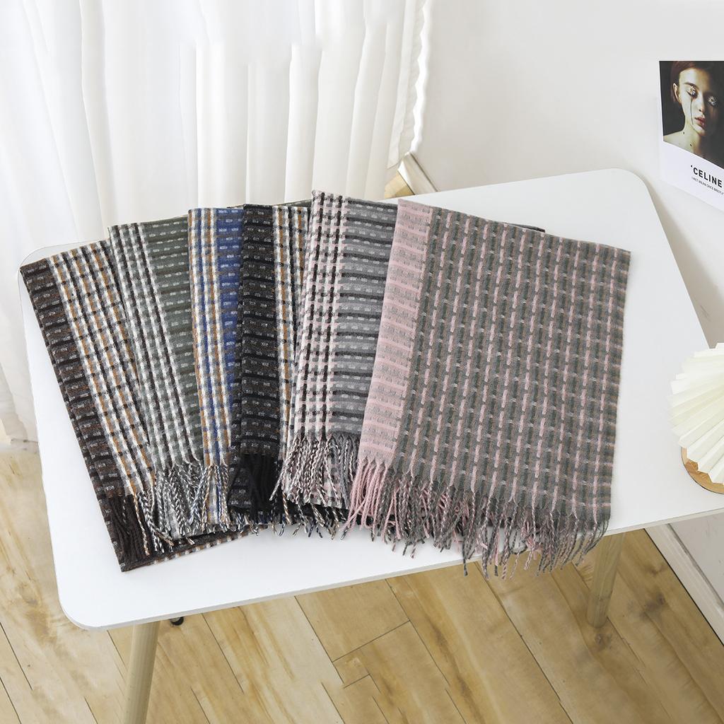 Осенне-зимний новый шарф женский утолщенный искусственный кашемир универсальный студенческий шаль длинный клетчатый шарф