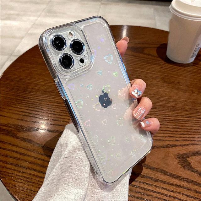 Gradient Rainbow Laser Phone Cases For Iphone 13 11 12 Pro Max Xs Max Xr X 7 8 Plus 13 Pro Transparent Soft Clear Acrylic Cover